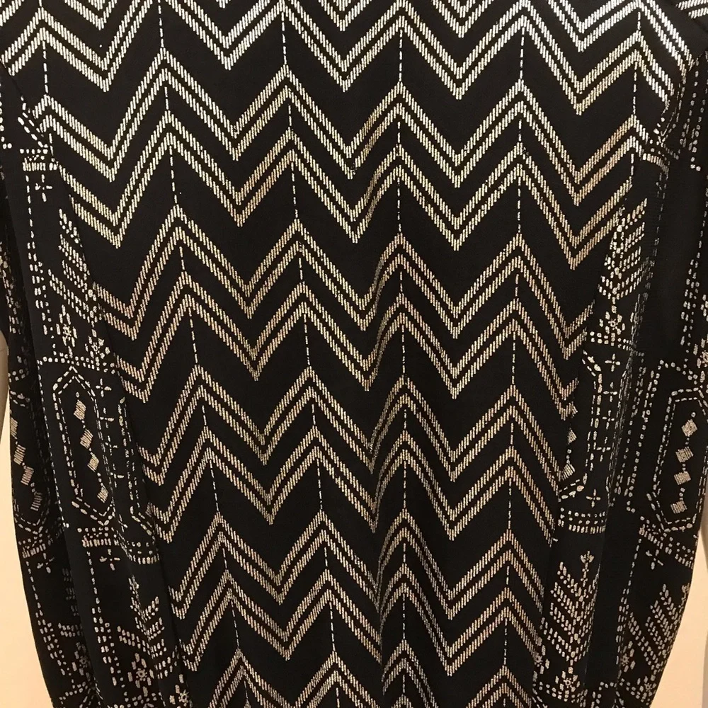 Free People Black Gold Mini Dress Size XS Oversized Boho Whimsigoth Festival